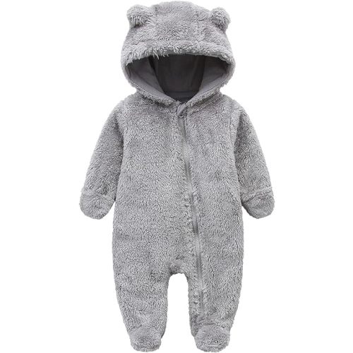 Newborn Baby Snowsuit Fleece Lined Onesie Outfits Warm Hooded Romper for Infant