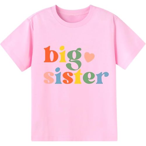 Big Sister Shirt for Baby Girls Cotton T-Shirt Short Sleeve Tops Toddler Baby Announcement Tees Outfits 1-7 Years