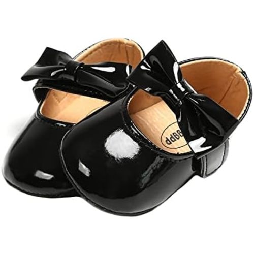 Baby Girls Mary Jane Flats with Bowknot Floral Princess Wedding Dress Shoes Soft Newborn Infant Crib First Walkers Prewalker