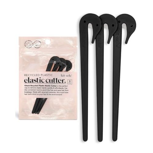 Kitsch Hair Tie Cutter - Easy To Use, Pain Free, No Hair Damage | Ponytail Cutter Tool for Kids & Toddlers | Elastic Ties Remover, 3pc Black