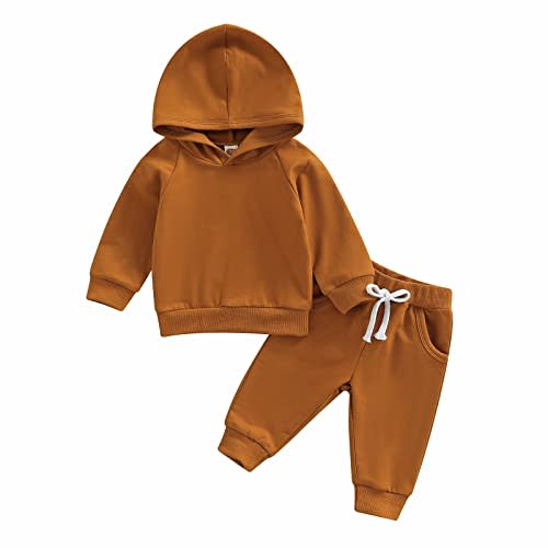 Ledy Champswiin Baby Boy Girl Sweatsuits Sportswear Toddler Kids Solid Color Outfit Hoodie Sweatshirt Tops & Pants Clothes