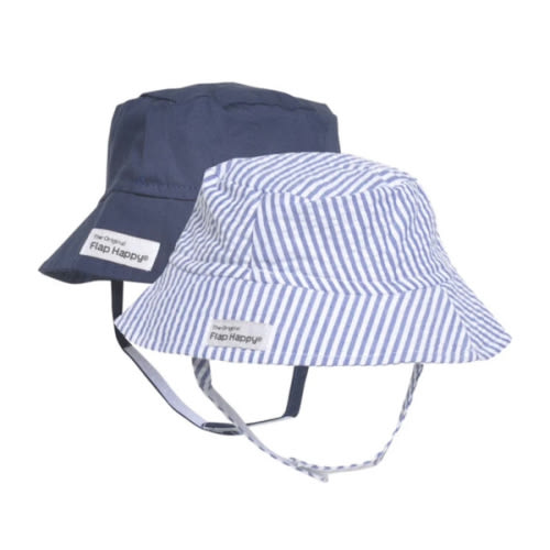 Bucket Hat 2 Pack, Chambray Stripe Seersucker & Navy - Flap Happy | Maisonette