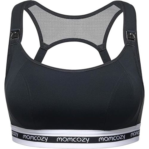 Momcozy Nursing Bras for Breastfeeding, FB011 Low-Impact Nursing Sports Bra Support Maternity Pregnancy Padded Wireless Bra