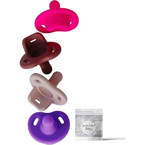 Soft Silicone Pacifiers (4 Pack) – One Piece Design - Comfy BPA Free Soothie Silicone Pacifier for Newborns & Toddlers, Pacifiers 0-36 Months