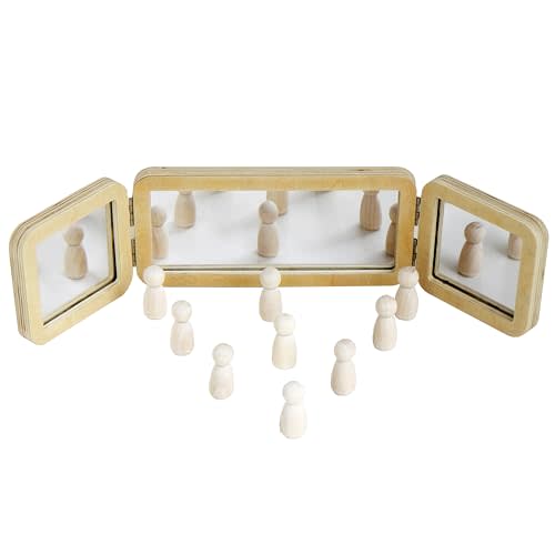 SZREGGIO Tummy Time Mirror, 3 Panels, Montessori & Reggio-Inspired, Light Table Accessory, Multi-Angle Observation Mirror, Small Size