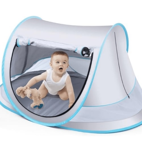 Baby Beach Tent,Large Pop Up Beach Tent Sun Shade for Beach,Portable Baby Travel Tent with Mosquito Net,Indoor Baby Play Tent,UPF 50+ UV Protection Sun Shelters for Infants