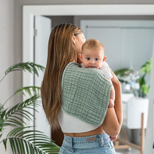 Comfy Cubs Muslin Burp Cloths Large 100% Cotton Hand Washcloths for Babies, Baby Essentials 6 Layers Extra Absorbent and Soft Boys & Girls Baby Rags for Newborn Registry (Fern, 6-Pack, 20" X10") - 6-Pack 20"X10"