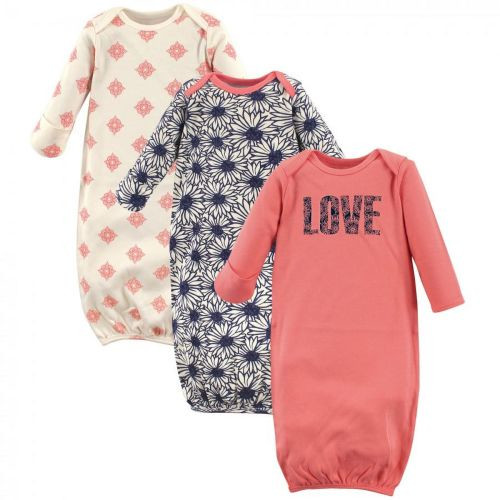 Touched by Nature Baby Girl Organic Cotton Long-Sleeve Gowns 3pk, Daisy, 0-6 Months