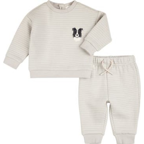 Lunar Rock Embroidered Quilted Organic Cotton Blend Sweatshirt & Sweatpants Set, 12M