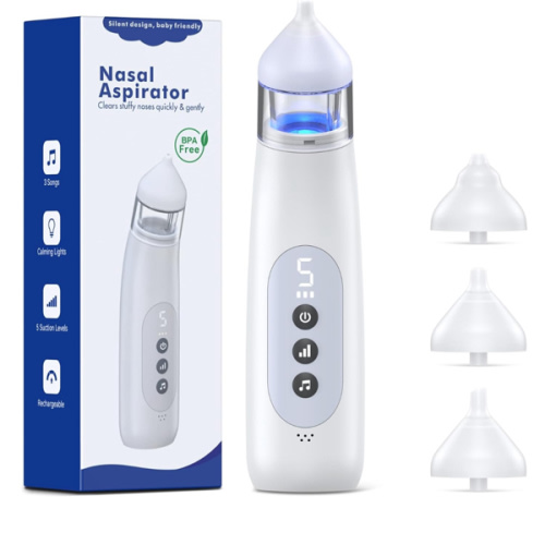Nasal Aspirator for Baby, 5 Suction Levels Baby Nose Sucker, Music and Light Soothing Function Nose Sucker for Baby to Relieve Congestion, Best Baby Essentials