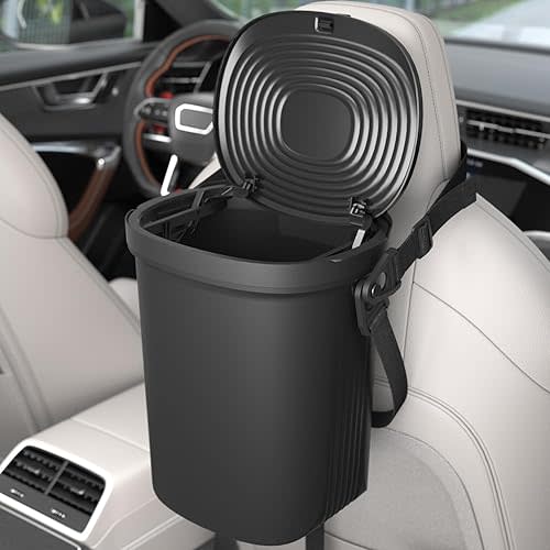 Leakproof Car Trash Can, 1.9 Gallon Soft Silicone Hanging Garbage Bin with Lid, Easy to Clean Vehicle Trash Can, Suitable for Sedans, SUVs, MPVs & Trucks