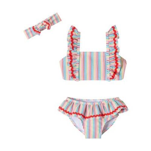 Andy & Evan Infant Ruffle Bikini W/headband Red, Size 9/12m.