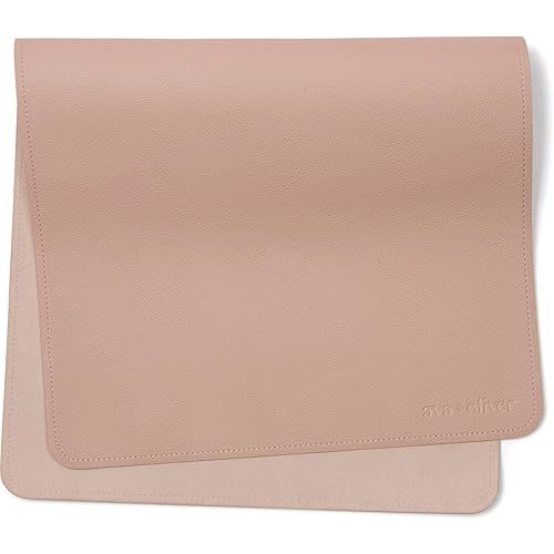 Vegan Leather Baby Changing Mat (16 X 30 in) - Multipurpose Wipeable and Portable Diaper Changing Mat - Foldable Travel Changing Mat (Pink Sand)