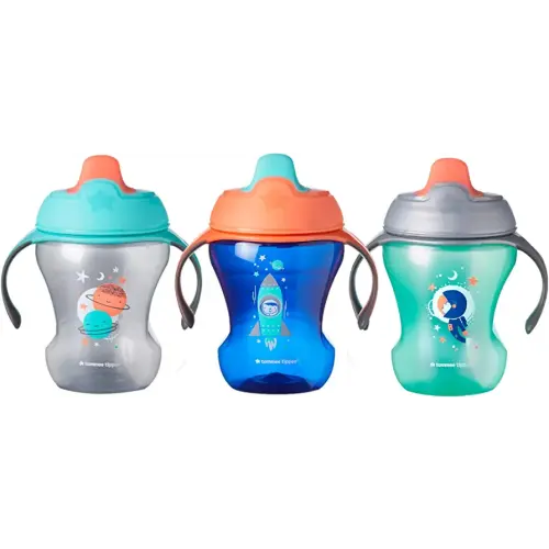 Tommee Tippee Infant Trainer Sippee Cup with Removable Handles, Boy – 7+ months, 3pk
