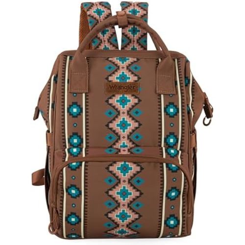 Montana West x Wrangler Aztec Travel Backpack Western Baby Bag Multi-Function Bags with Waterproof Insulated Pockets