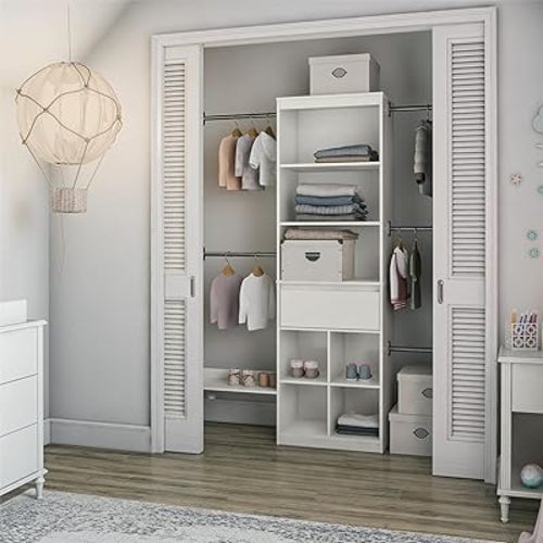 Max & Finn Grow with Me Adjustable Kids’ Closet Organizer System, White