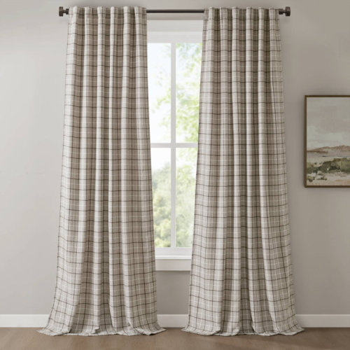 Anaheim Woven Plaid Room Darkening Thermal Fleece Lined Single Curtain Panel