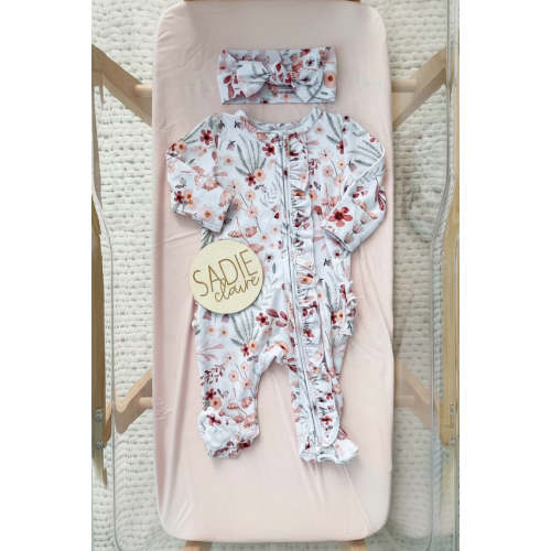 Wren's Wildflower Zipper Ruffle Footie