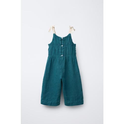 100% LINEN OVERALLS - Green / Blue | ZARA United States