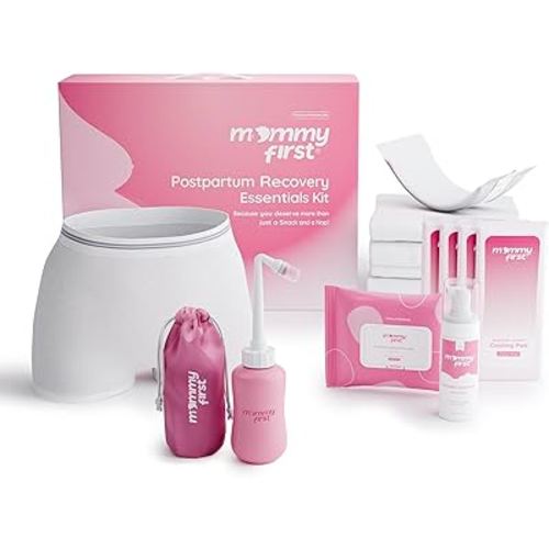Mommy First® Postpartum Essentials Recovery Kit – Next-Gen Perineal Ice Packs, Witch Hazel Healing Foam, Witch Hazel Liners, Upside Down Peri Bottle & Postpartum Underwear for Postpartum Recovery