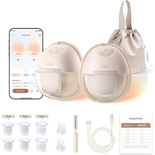 eufy Heated Wearable Breast Pump S1, Hands-Free Breast Pump with Industry-Leading HeatFlow™ Tech, App-Controlled OptiRhythm™, Hospital-Grade Suction, Leakproof, Slim and Ultra-Quiet for in-Bra Use