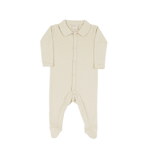 Jumpsuit Holey Collar Ecru - Minicoton