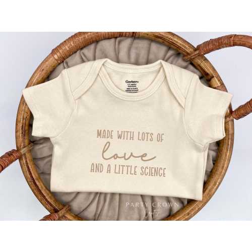 Embroidered Made with lots of Love and a little Science Bodysuit • IVF Pregnancy Announcement Bodysuit • Miracle Baby • IUI • Rainbow Baby •