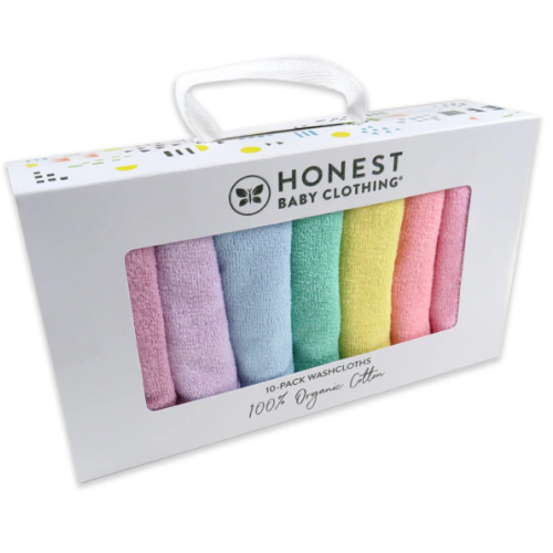 10-Pack Organic Cotton Baby-Terry Wash Cloths, Bright White | Honest Baby Clothing