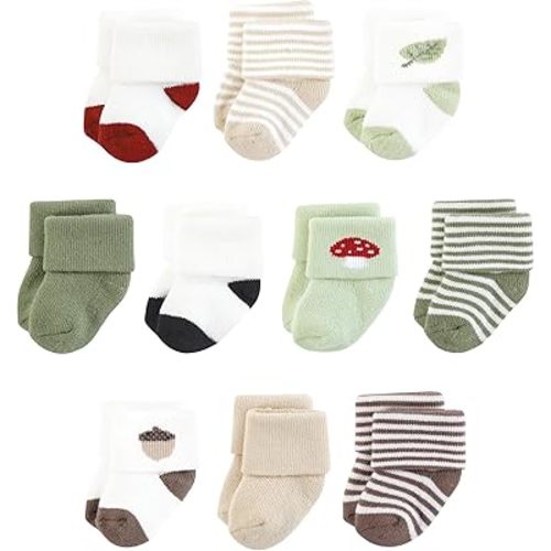 Touched by Nature Baby Infant Boy Organic Cotton Socks, Forest Explorer, 0-6 Months, Brown