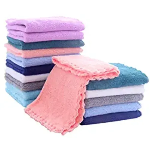 16 Pack Baby Washcloths - Luxury Multicolor Coral Fleece - Extra Absorbent and Soft Wash Clothes for Newborns, Infants and Toddlers - Suitable for Sensitive Skin and New Born - Baby Shower, 10x10 Inch - Multicolored - 10x10 Inch (Pack of 16)