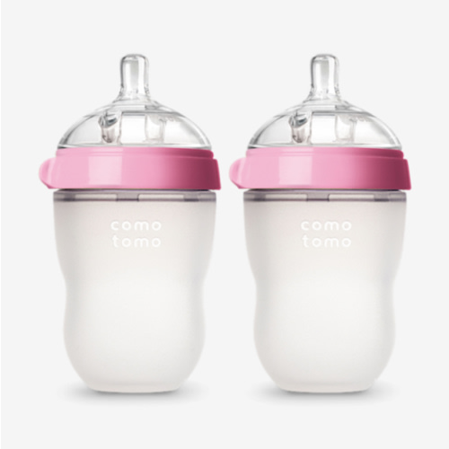 Comotomo Baby Bottle Double Pack, Pink, 8oz