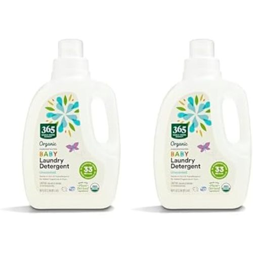 365 by Whole Foods Market, Organic Baby Laundry Detergent (33 HE Loads), Unscented, 50 Fl Oz (Pack of 2)
