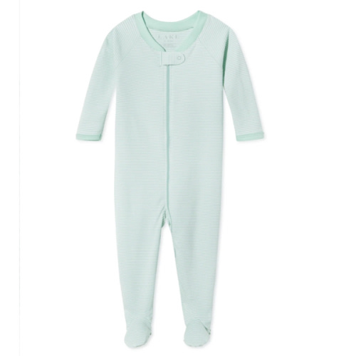 LAKE | Baby | Pima Cotton Pajamas | Parisian Green Stripe Baby Sleeper