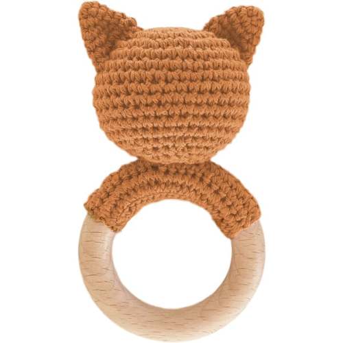 Cotton Rattle Teether Fox Clay Baby Gift Crochet Spring - The Blueberry Hill | Maisonette