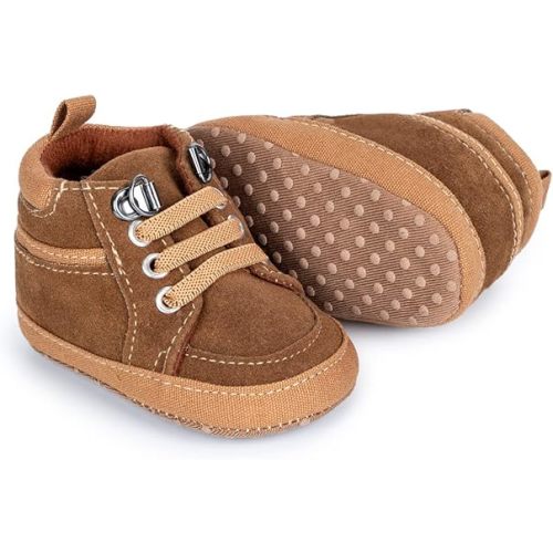Meckior Toddler Baby Boys Girls High Tops Ankle Sneakers Soft Anti-Slip Sole PU Leather Moccasins Infant Newborn Prewalker First Walking Crib Shoes