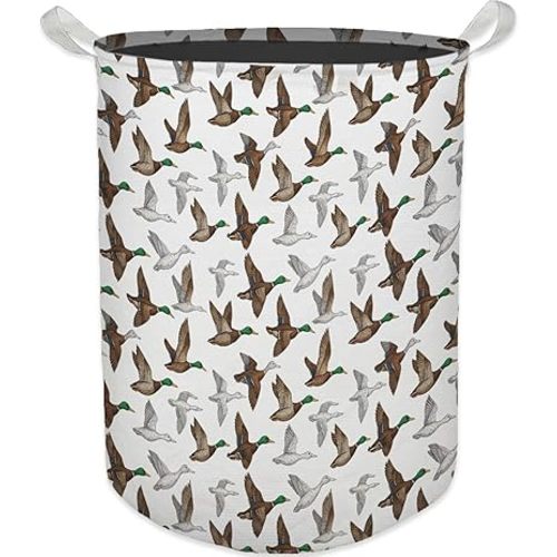 Mallard Duck Laundry Basket, Toybox for Boys Girls Room, Retro Wild Birds Laundry Basket Hamper Waterproof Collapsible Clothes Toys Storage Bin Organizer for Bedroom Bathroom Kids Room Dorm