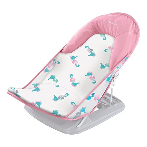 Summer Deluxe Baby Bather (Seahorse) - Bath Support for Use in the Sink or Bathtub - Includes 3 Reclining Positions