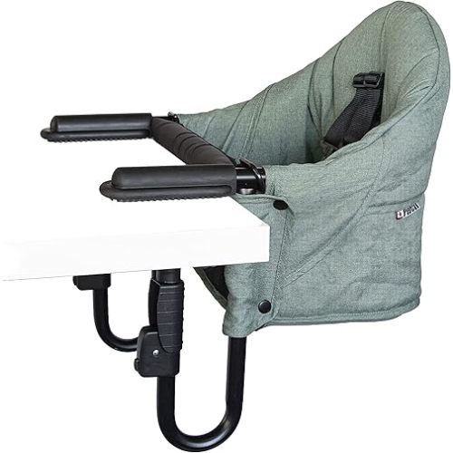 Guzzie+Guss Portable Clip on High Chair for Baby Seat - Folding and Easy Setup for Travel, Home, Restaurants, Picnics - Machine Washable Fabric - Forest Green
