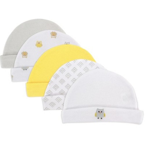Luvable Friends Baby Cotton Caps 5pk, Owl, 0-6 Months