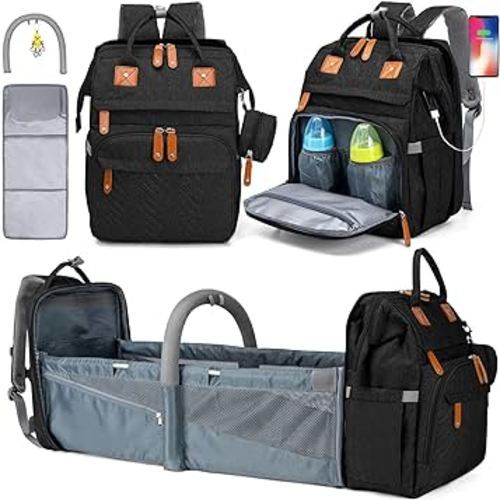 Diaper Bag Backpack, Large Baby Diaper Bags for Boys Girls, Baby Bag with USB Charging Port, Multifunction Waterproof Travel Back Pack for Moms Dads, Black-2s