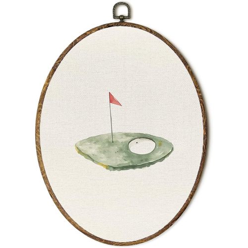 EGVQK Vintage Golf Sport Oval Wall Art, Sports Nursery Framed Canvas Prints Wall Art, Neutral Classic Golf Oval Canvas Hanging Wall Decor for Kids Boy Nursery Room Bedroom Decorations, 8.5x11.5in