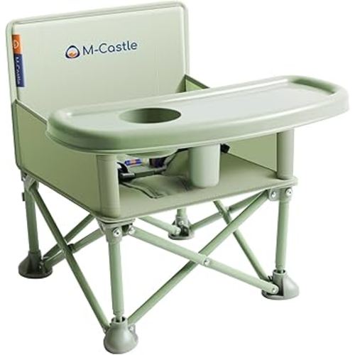 New Portable Travel Booster Seat with Tray|Foldable Infant Seat Booster Dining Chair|Great for Camping, Beach, Lawn|Toddler, Child Camping Chair 6 Months - 3 Years Old (Green)