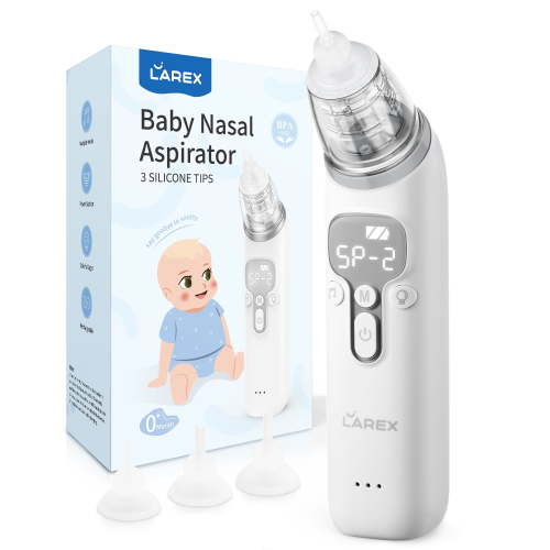 Larex Electric Baby Nasal Aspirator with Rechargeable Battery, Nose Cleaner-3 Power Levels, Music & Light