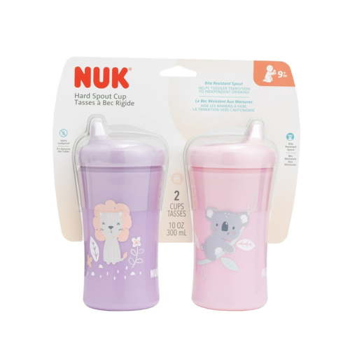 NUK Advanced Spill Proof Hard Spout Sippy Cup, 10 oz, 2 Pack, Girl