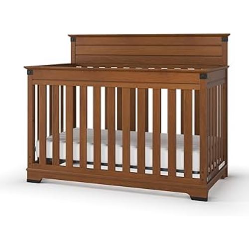 Child Craft Redmond 4-in-1 Convertible Crib, Baby Crib Converts to Day Bed, Toddler Bed and Full Size Bed, 3 Adjustable Mattress Positions, Non-Toxic, Baby Safe Finish (Coach Cherry)