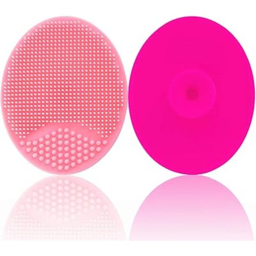 Baby Bath Silicone Cradle Cap Brush/Exfoliating and Massaging Brush/Soft Kids Washcloth (Pink + Rose Red)
