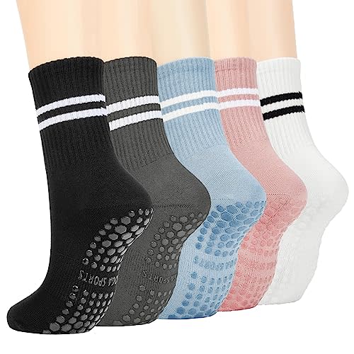 American Trends Pilates Socks with Grips for Women Yoga & Barre - Non Slip