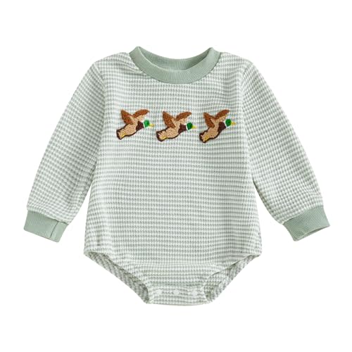 VISGOGO Unisex Baby Boy Girl Romper Waffle Newborn Infant Onesie Clothes Long Sleeve Bubble Oversized Romper Bodysuit Top