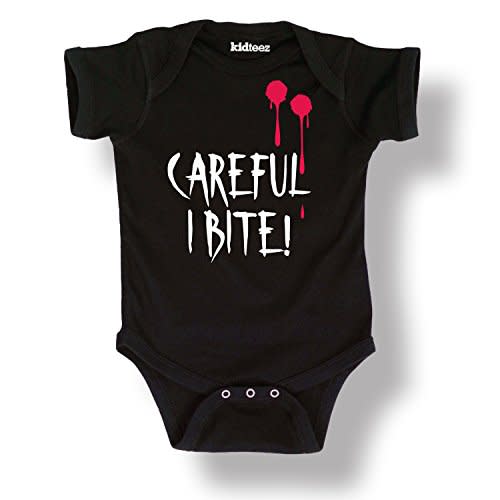 Instant Message - Careful I Bite - Infant Baby One Piece - Size 12 Months Black