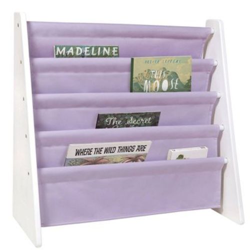 WildKin Premium Sling Kids' Book Shelf White/Lilac: 4-Shelf MDF Novelty Bookcase for Ages 3+, 25" W x 24" H x 11" D